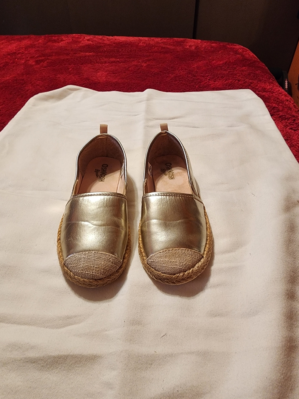 girls Oshkosh Metallic Gold Slip-On Espadrille Shoes size 1